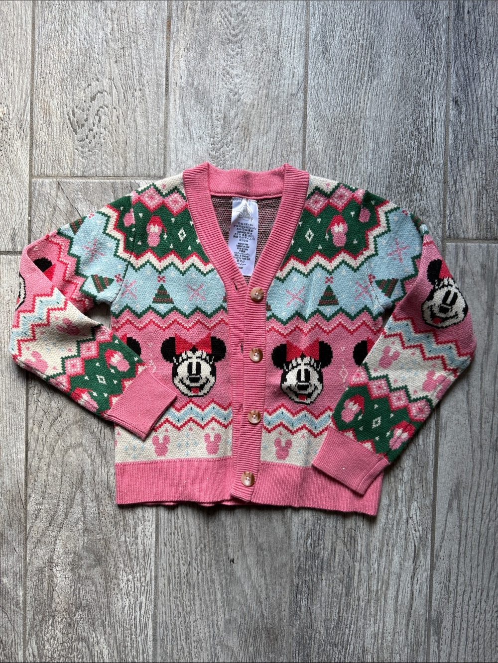 GUC-Girls Pink Minnie Mouse Holiday Cardigan